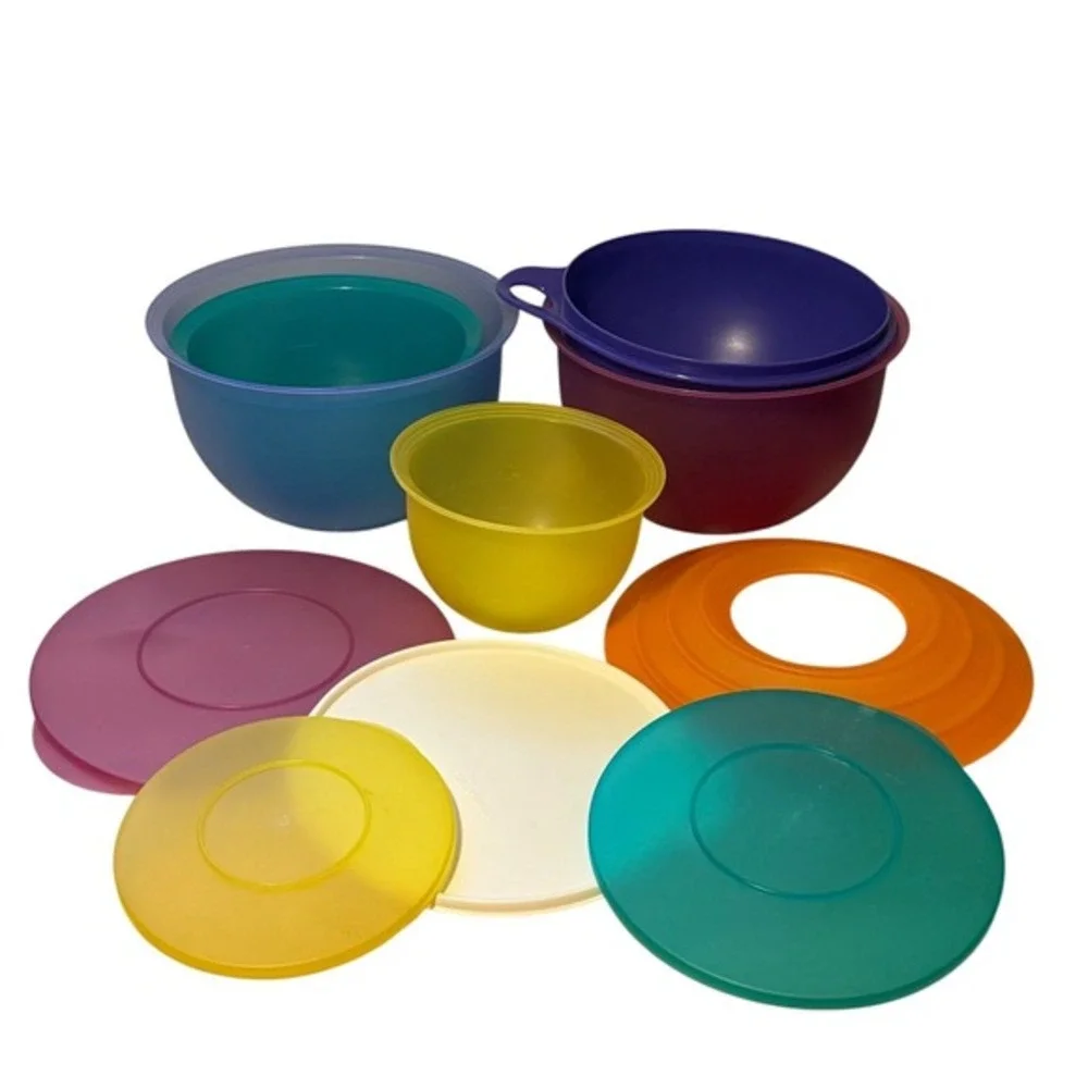10pc Tupperware Mixing Bowls Lids Colorful Plastic Kitchen‎ Storage Containers